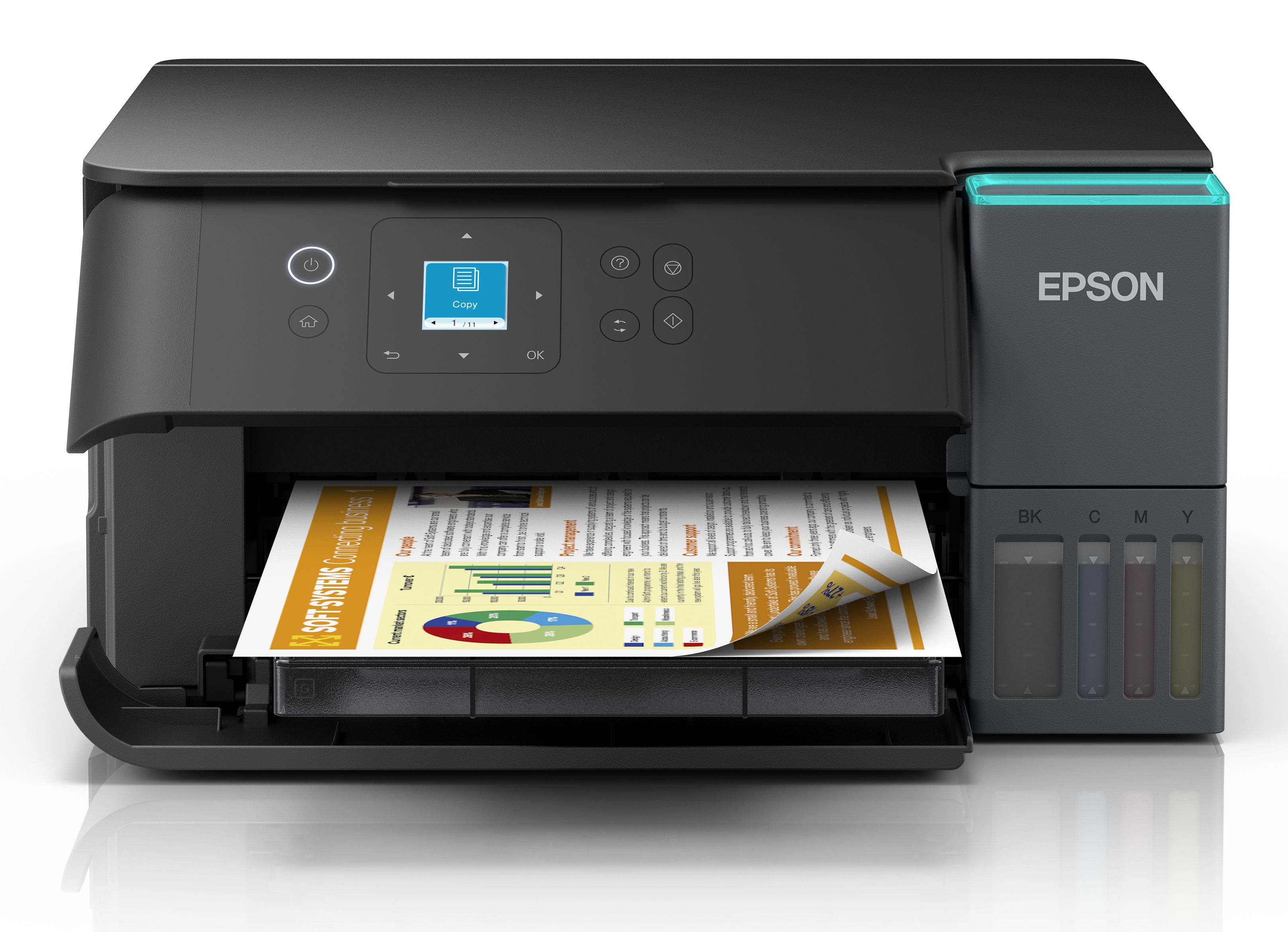 Epson EcoTank ET-2851, Multifunktionsdrucker A4, 4800 x 1200 DPI, WLAN, Duplex, 3-in-1 mit Tintenset