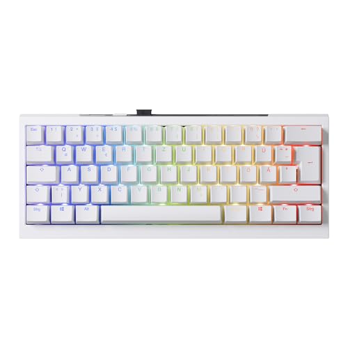 Ducky One X Mini Wireless Gaming Tastatur Weiß – 60% Tastatur, Induktive Switches, Tri-Mode-Konnektivität USB-C, 2.4GHz, Bluetooth, Rapid Trigger, Einstellbare Auslösung, RGB, ISO Tastatur deutsch