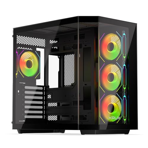 KRUX Empero ATX PC-Gehäuse mit 4x120 mm ARGB Lüftern, Glaspaneelen, USB-C Front-I/O und Unterstützung für bis zu 360 mm Flüssigkeitskühler