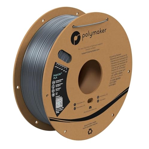Polymaker PolyLite PLA 1.75mm, 1kg 3D-Druckmaterial in Silk Chrome, hochgradig zuverlässig und einfach zu drucken