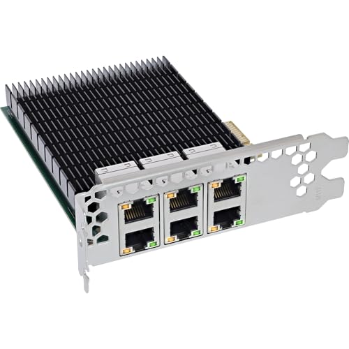 InLine 6-Fach Gigabit Netzwerkkarte, 6X RJ45 1Gb/s, PCIe x4, Intel I350AM4 Chipsatz, ideal für Server und Workstations