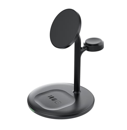 Green Cell Greencell MagScape 3-in-1 Induktiver Ladeständer für iPhone, Apple Watch, AirPods, kabelloses Laden bis 15W, Schwarz