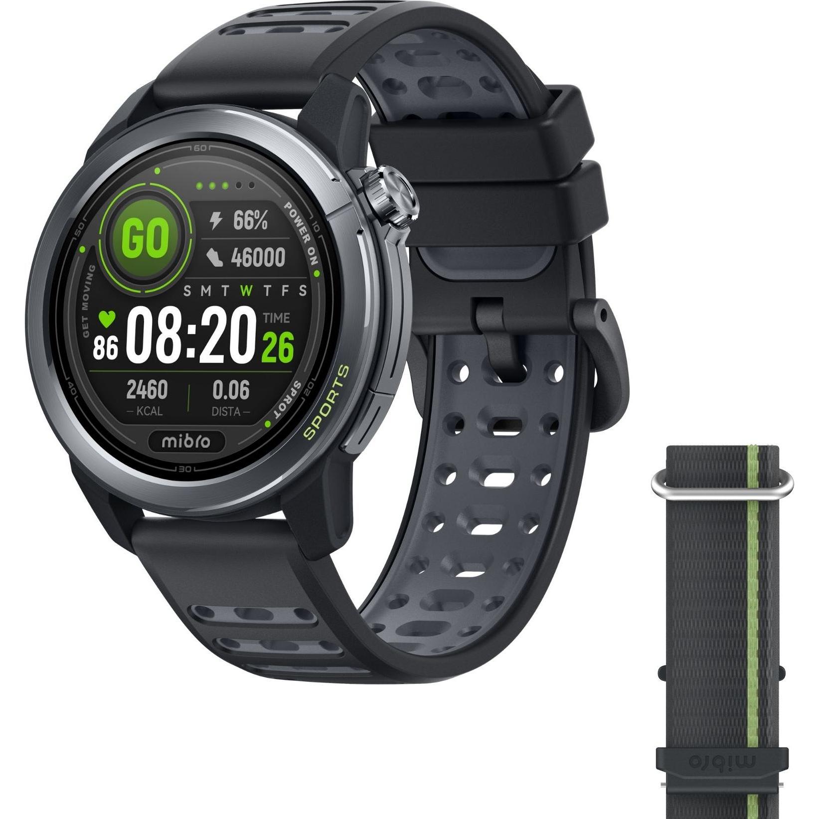 Xiaomi Mibro GS Active2 Dark Gray XPAW024, Smartwatch mit 1,32 Zoll AMOLED-Display, GPS-Funktion, wasserdicht bis 50 Meter, lange Akkulaufzeit bis 30 Tage