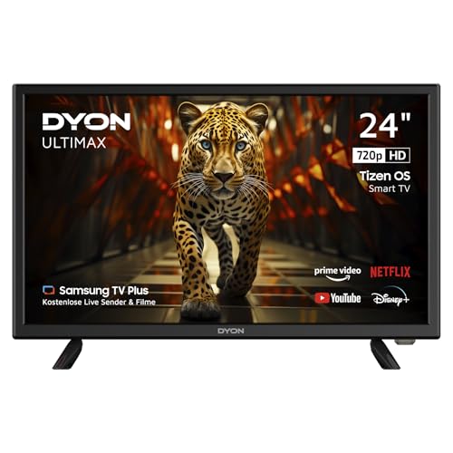 DYON ULTIMAX 24H-TI-W, 24 Zoll (60 cm) HD Smart TV mit Tizen OS, Triple Tuner (DVB-C/-S2/-T2), Samsung Smart Hub, Prime Video, Netflix, Disney+ [2025]
