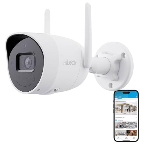 HiLook by HIKVISION Außenkamera WLAN, 4MP Smart-Kamera mit Bewegungsmelder, Nachtsicht bis 30 m, 2-Wege-Kommunikation, SD-Karten-Slot (bis 512 GB), IP66 Wetterfest