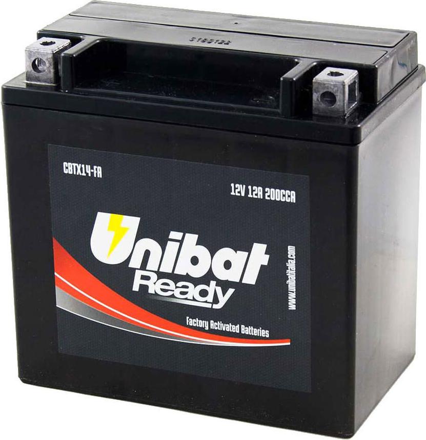 Unibat CBTX14, Wartungsfreie Batterie mit 12 V, 12 Ah und Kaltstartstrom 200 A