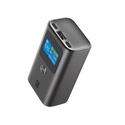 Cellularline Ultron 10.000 Powerbank - 10.000 mAh - 30 W PD - 3 Anschlüsse - LCD-Display - Schwarz