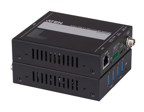 ATEN UCE33100 4-Port USB3.2 Gen1 Cat 6A Extender bis zu 100m, KVM-Switch für USB-3.2-Datenübertragung, Plug and Play, schwarz