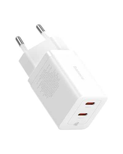 Baseus Wall Charger GaN5 40W, 2X USB C (White)