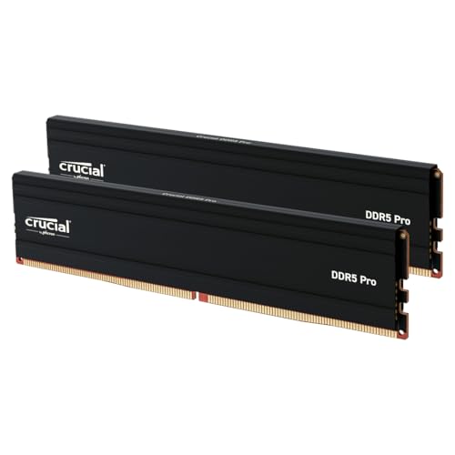 Crucial Pro DDR5 RAM 128GB Kit (2x64GB) 5600MHz, Intel XMP 3.0 / AMD Expo, PC Arbeitsspeicher - Aluminium Hitzeverteiler, Gaming Optimiert, Kompatibel mit Intel Core/AMD Ryzen - CP2K64G56C46U5