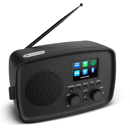 MEDION Internetradio IRE-1, DAB+ & WLAN, Bluetooth, spritzwassergeschützt, mit Wecker und Spotify Connect, schwarz