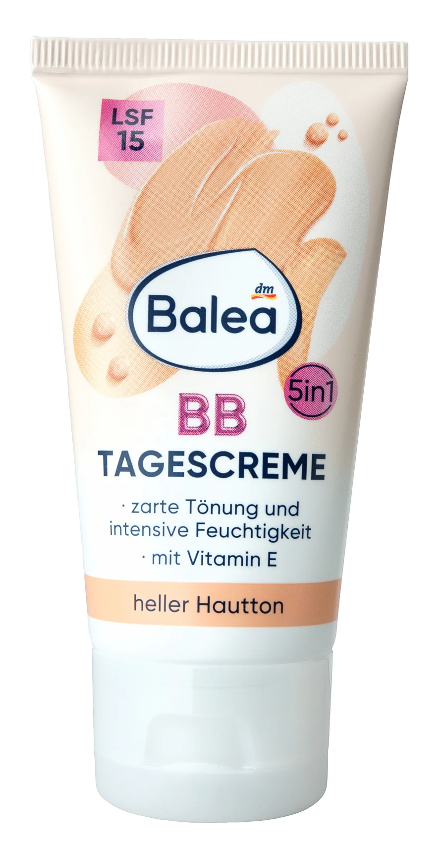 Balea BB Creme mittlerer Hautton LSF 15, feuchtigkeitsspendend mit Vitamin E & Pfirsichkernöl, vegan, 50 ml