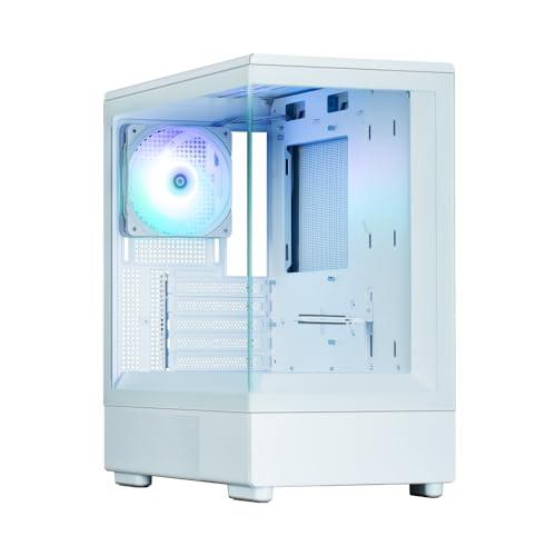 Zalman P10 Mini Tower PC-Gehäuse (weiß) mit gehärtetem Glas und ARGB-Lüfter