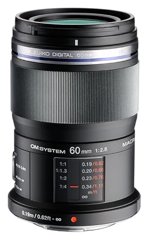 OM SYSTEM M.Zuiko ED 60 mm f/2.8-22, Makro Objektiv für Micro-Four-Thirds, Staub- und spritzwassergeschützt, Schwarz