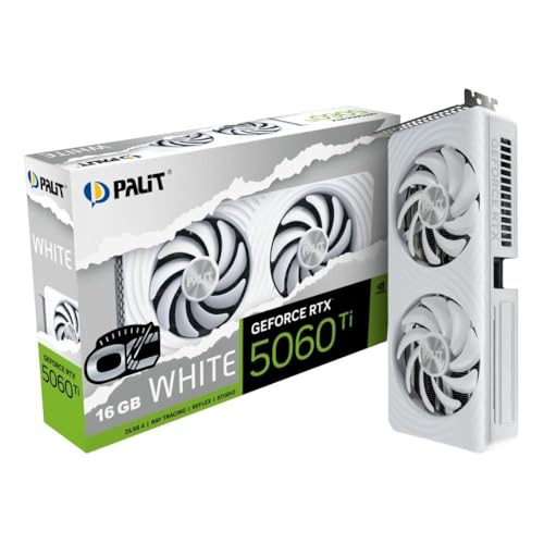 Palit RTX5060Ti WHITE OC, 16 GB GDDR7 Grafikkarte mit 8K Unterstützung und PCIe 5.0