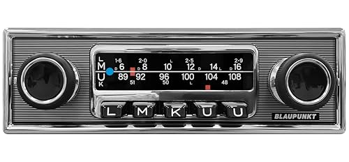 Blaupunkt Frankfurt Stereo MB, 1-DIN Autoradio im Oldtimer-Design mit DAB+, Bluetooth, USB, AUX-Eingang, Lenkradfernbedienung, Sub-Out und 4x50 Watt Leistung