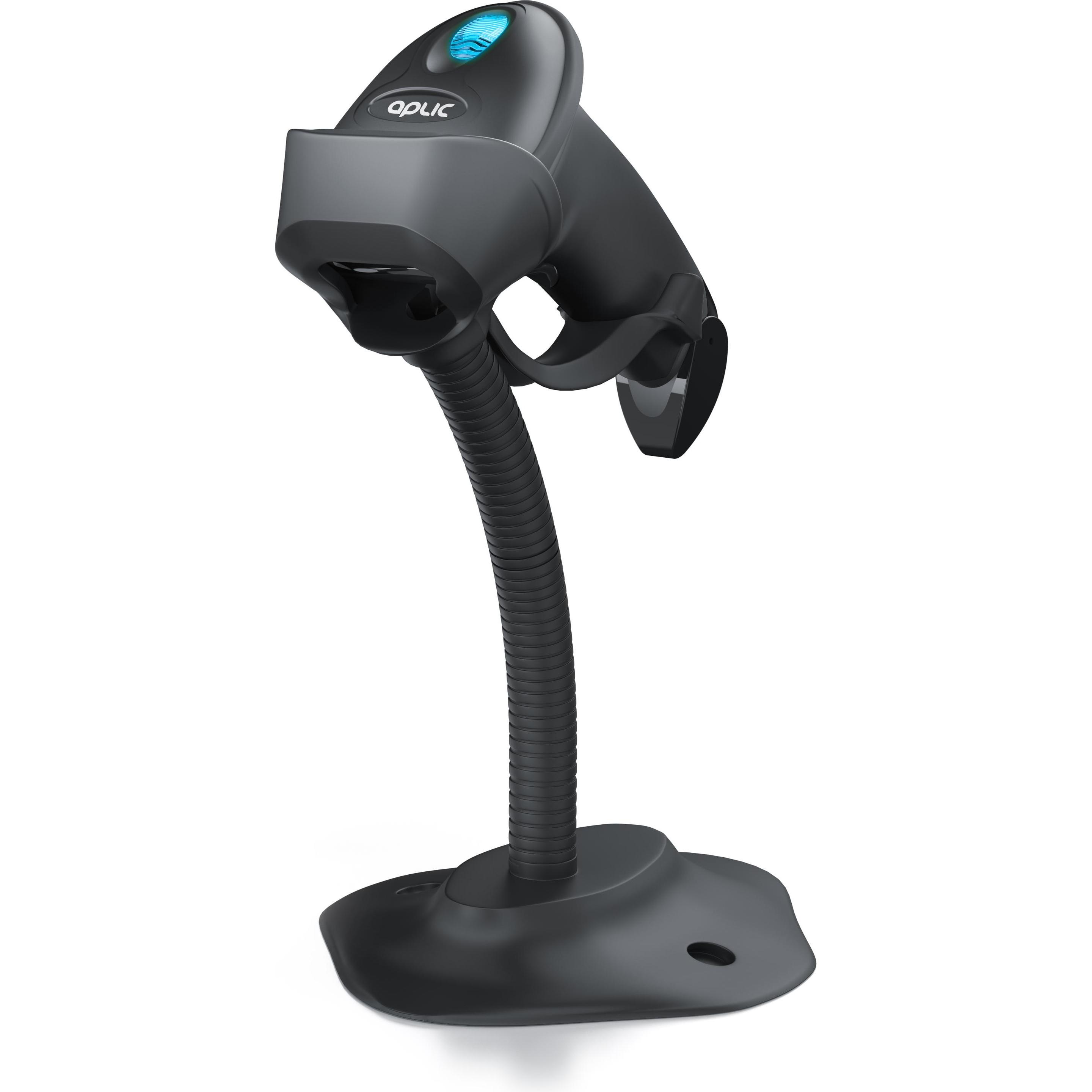 Aplic Bluetooth Barcode Scanner 2D 1D, kabelloser Handscanner mit Standfuss, 2,4 GHz, robuste Bauweise, für 1D- und 2D-Barcodes, schwarz