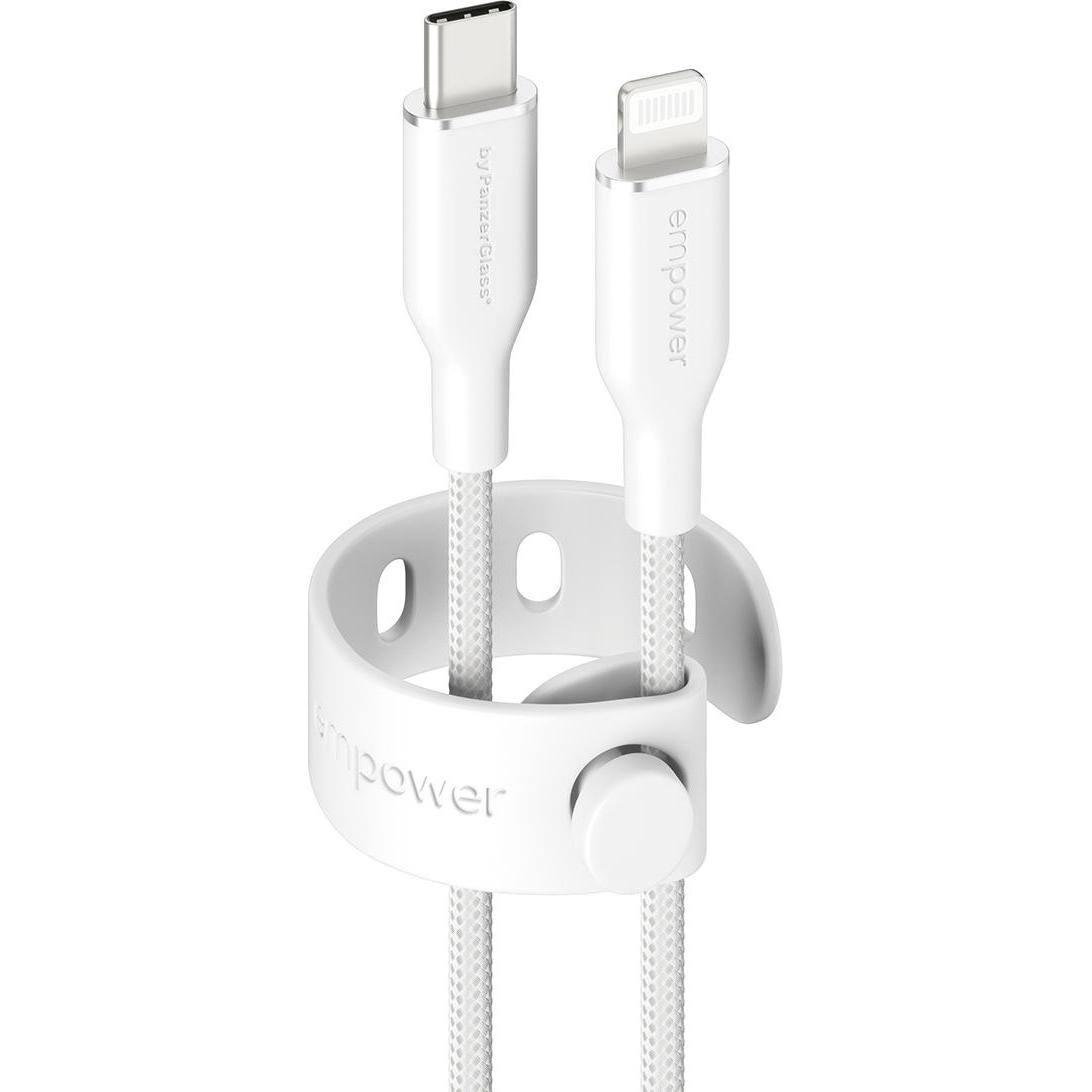 PanzerGlass Racing USB-C to Lightning Kabel, 1.20 m, Silber Weiss, USB 2.0, 60 W, Schnellladefunktion, bis zu 30.000 Biegungen