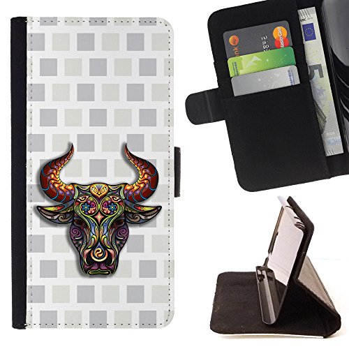 BeanShells [ Microsoft Lumia 850 Hülle [ Flip Cover Leder Wallet ] – Leistungsstarker Bull Modern Trippy