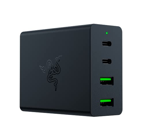 Razer USB-C GaN Charger - Portables Schnellladegerät (2X USB-C, 2X USB-A mit US, EU und UK-Anschlüssen) Schwarz, RC21-01700100-R3M1
