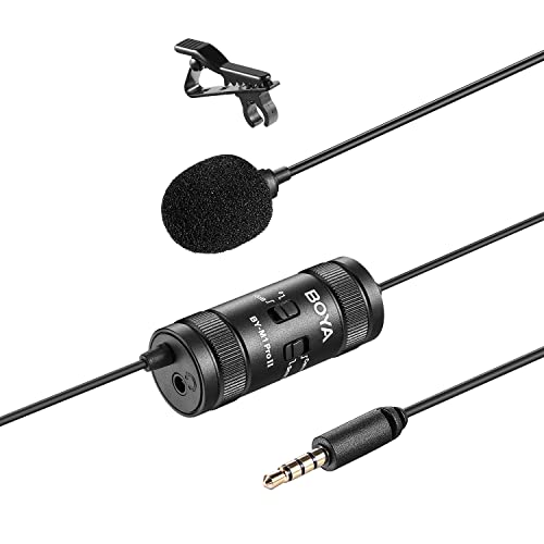 Boya BY-M1 Pro II, Lavalier Mikrofon mit 50-20.000 Hz Frequenzbereich, 600 cm Kabel und eingebautem Windschutz