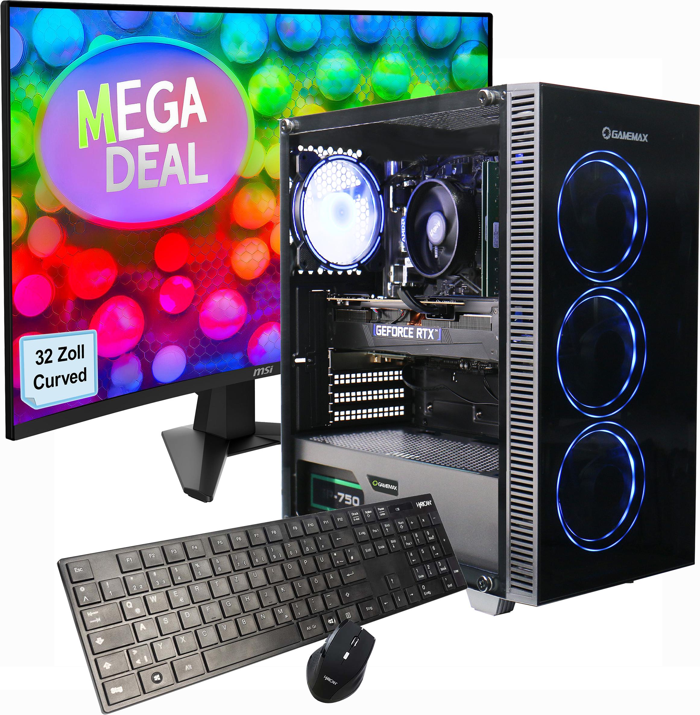 GAMEMAX Gaming PC Draco XD Komplett SET, AMD Ryzen 5 5500, 32GB RAM ...