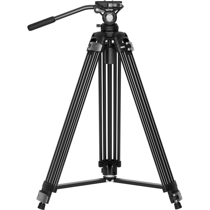 Sirui Quick Release Video Tripod Kit VT-01 (SI-VT01), Stabiles Aluminium-Stativ mit Fluid-Kopf, 10 kg Tragkraft, Schwarz