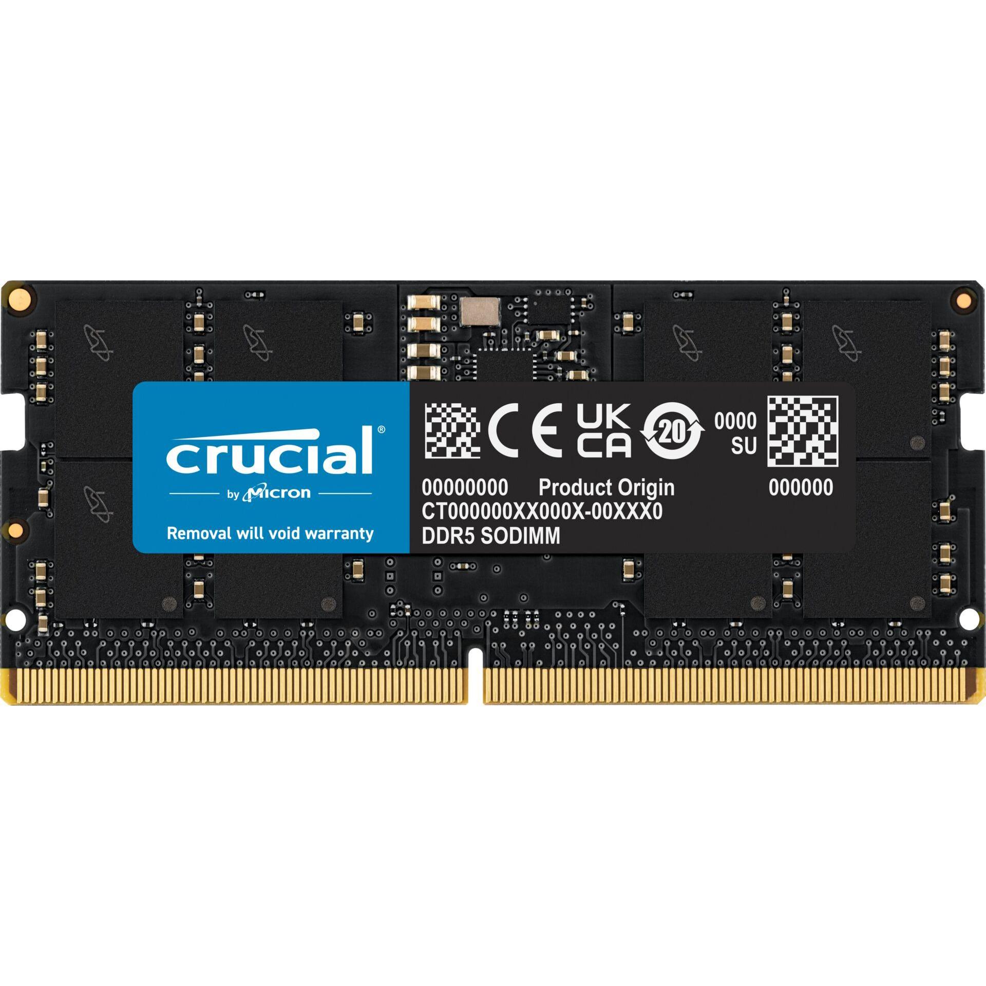 Crucial DDR5 Laptop Memory, 16GB RAM (1 x 16GB, 5600 MHz, SO-DIMM) mit 50% höherer Datenübertragungsrate