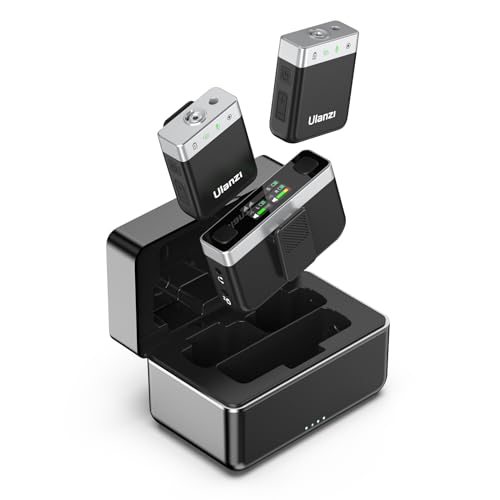 Ulanzi AM18 U-MIC Wireless Microphone, Lavalier Mikrofon mit integrierter LC-Display und zwei Mikrofonen für Videografie