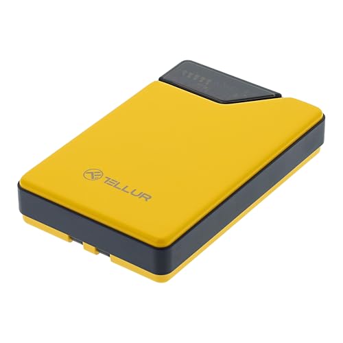 Tellur Powerbank 10000 mAh mit integriertem USB-C + Lightning Kabel, QC3.0, PD3.0 (Gelb)