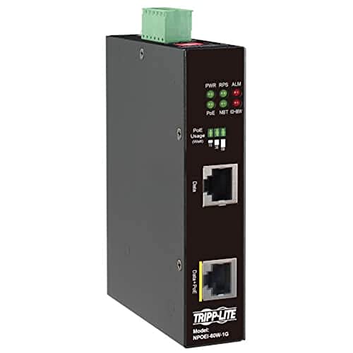 Eaton Industrial Gigabit Ethernet PoE injector 60W PoE++ 802.3bt Midspan -40 to +75 DIN ra (1 Ports), Schwarz - Netzwerk Switch