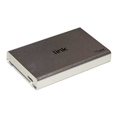 LINK LKLOD254, 2,5 Zoll HDD Enclosure, externes Aluminium-Gehäuse in Silber-Weiß, USB 3.1 kompatibel, ohne externe Stromversorgung