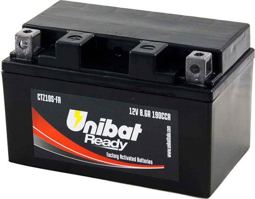 Unibat CTZ10S, Batterie 12V, 190A Startleistung, wartungsfrei, Blei-Kalzium-Legierung