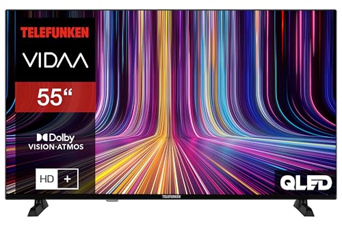 Telefunken QLED Fernseher VIDAA QU55VP750S, 55 Zoll 4K UHD Smart TV mit Dolby Vision, Dolby Atmos, Triple-Tuner und 6 Monate HD+, schwarz