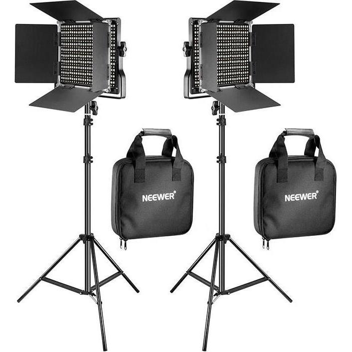 Neewer Kit 660 Bi Color LED Studioleuchte, Dauerlicht mit 3300 Lux und einstellbarer Farbtemperatur 3200K-5600K, inklusive Diffusoren