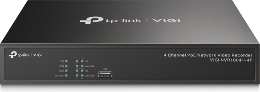 TP-Link VIGI NVR1004H-4P, 4-Kanal PoE Netzwerk-Videorekorder mit 2TB Speicher und 8MP Auflösung