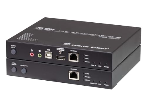 ATEN CE840 USB True 4K HDMI KVM Extender, HDBaseT 3.0 - 4K Videoqualität, Rackmontierbar, HDR10+, schwarz