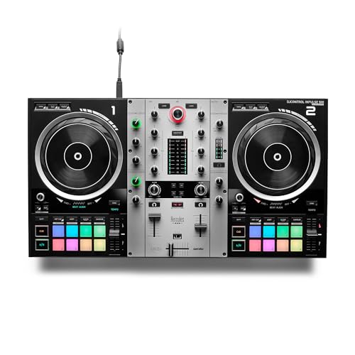 Hercules DJ Control Inpulse 500, DJ-Controller mit professioneller Audio-Konnektivität und hochwertigem Koffer, silber