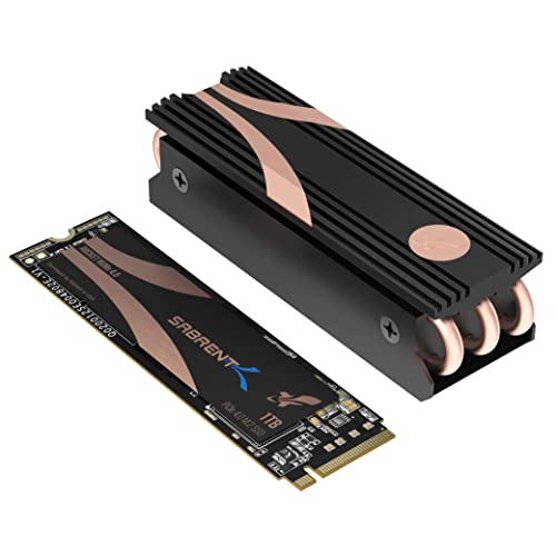 Sabrent M.2 NVMe SSD 2TB mit Kühlkörper Gen 4, Internes Solid State 4800 MB/s Lesen, PCIe 4.0 2280, intern Festplatte Extreme Performance kompatibel mit PCs, NUCs Laptops und desktops