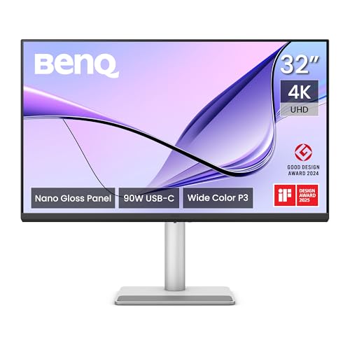 BenQ MA320UP, 32 Zoll 4K Monitor mit Nano-Gloss-Beschichtung, Dual-USB-C (90W), Mac-Farbabstimmung, integrierter USB-Hub, P3-Farbraum