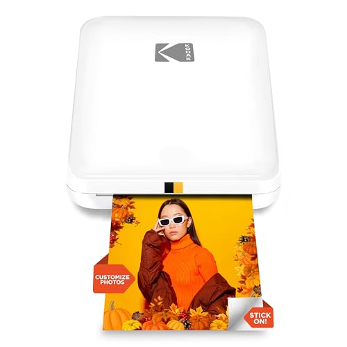 KODAK Step Slim Sofort-Smartphone-Fotodrucker, tragbarer Zink-Fotodrucker für iOS- & Android-Geräte, 2x3” Klebefotos, Bluetooth, Weiß