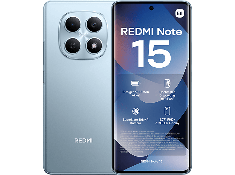 XIAOMI REDMI Note 15, Smartphone mit 128 GB Speicher, Dual SIM, Glacier Blue
