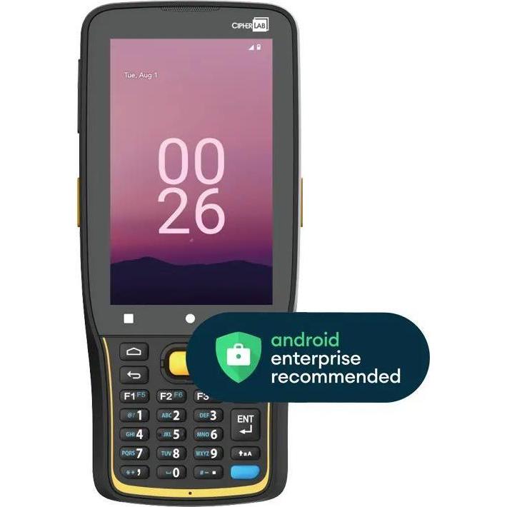 Cipherlab RK26, Mobiler Barcode-Scanner mit 2D-Imager, 4 Zoll Display, IP65, WiFi, BT, NFC, Android 12, 64 GB Speicher