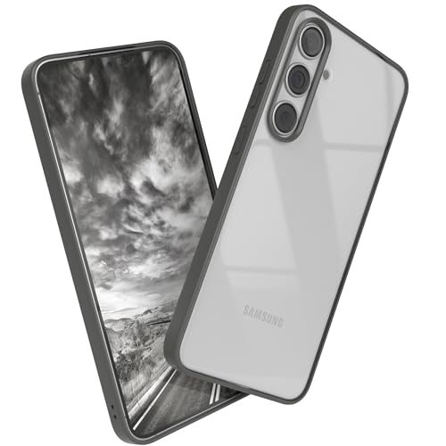 EAZY CASE Clear Hybrid Bumper Hülle kompatibel mit Samsung Galaxy S24 Plus, ultraschutz mit Kameraschutz, stoßfest, kratzfest, anthrazit grau