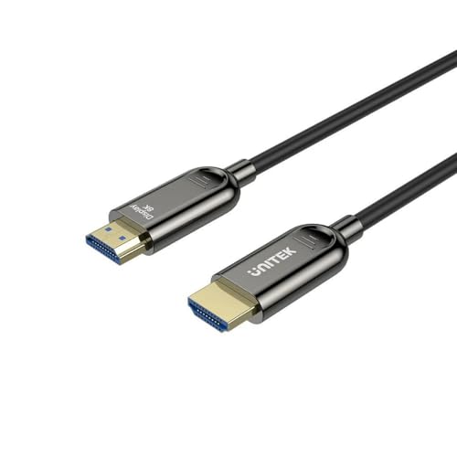 UNITEK Optical Cable HDMI 2.1 AOC C11085GY01-15M, 15 Meter hochwertiges HDMI-Kabel, grau