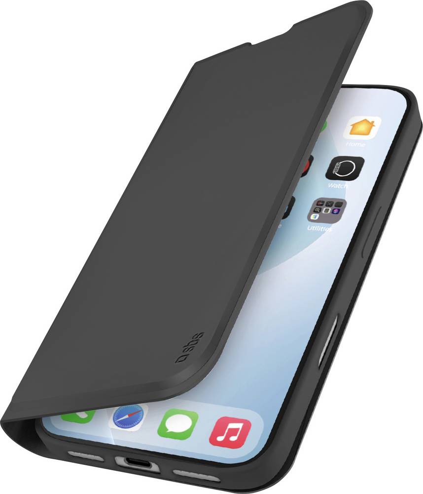 Sbs mobile Wallet Smooth Flip Cover für Apple iPhone Air, Klapphülle mit Ständer, Schwarz, TEWALIP1766K