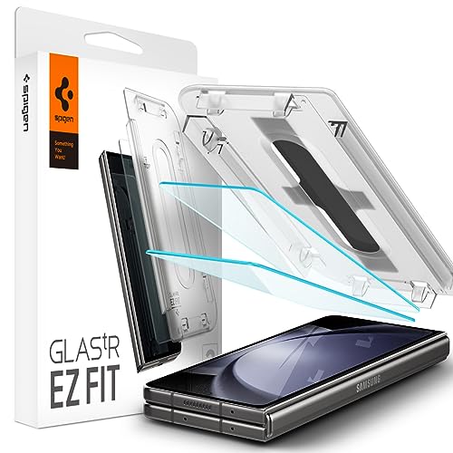Spigen Glas.tR EZ Fit Schutzfolie kompatibel mit Samsung Galaxy Z Fold 5, 2 Stück Schutzglas für externe Display, Kratzfest, Hüllenfreundlich, Touch reaktiv