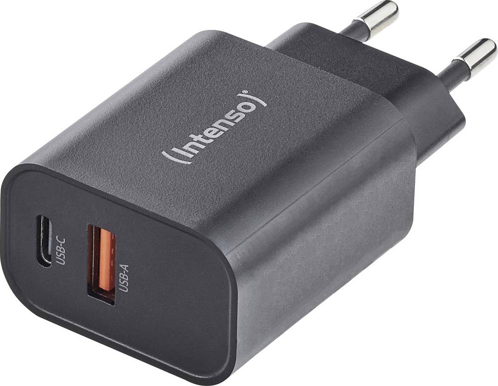 Intenso W30AC, 30 W Adapter mit USB-A und USB-C, schwarz