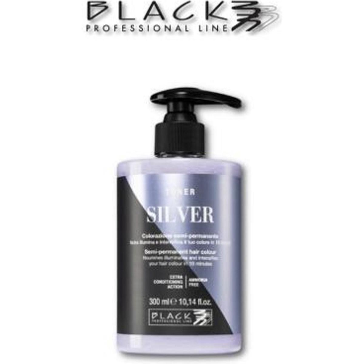 Black Professional Line Toner Silber 300ml, professioneller Haarfarbstoff zur Neutralisierung unerwünschter Töne und Verstärkung cooler Nuancen