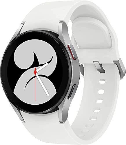 Samsung Galaxy Watch4 BT, Runde Bluetooth Smartwatch mit drehbarer Lünette, Fitness-Tracker, 40 mm, Silber, Wear OS, EKG, Schlafüberwachung, NFC, GPS